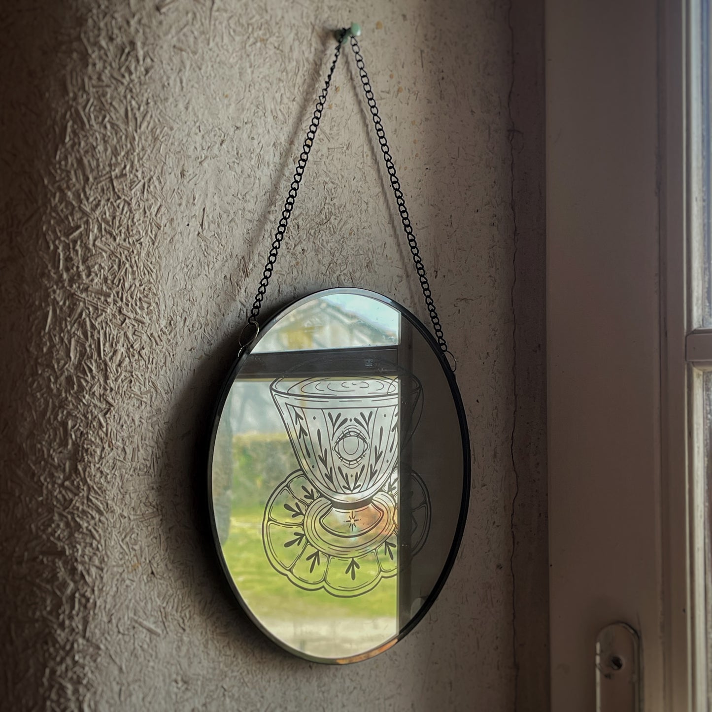 Miroir gravé - Tasse de thé