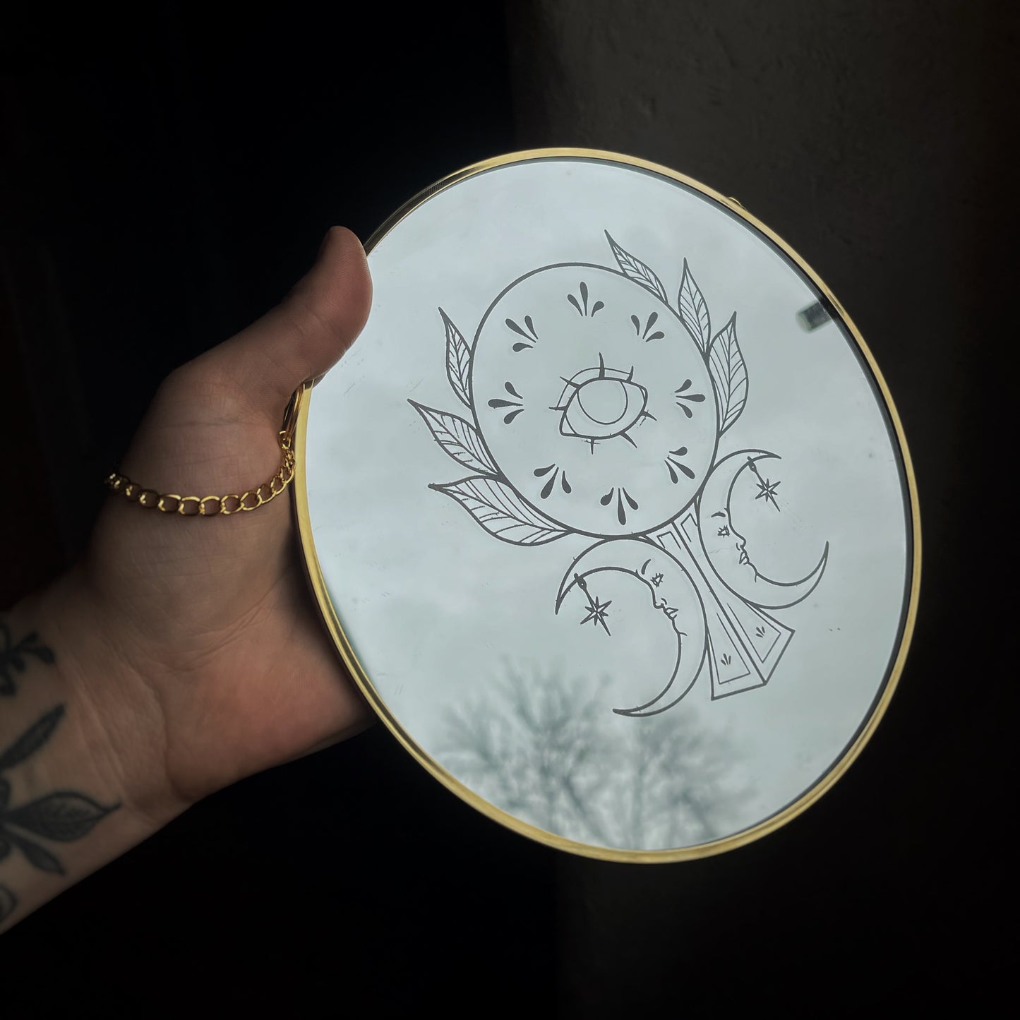 Miroir gravé - Boule de cristal
