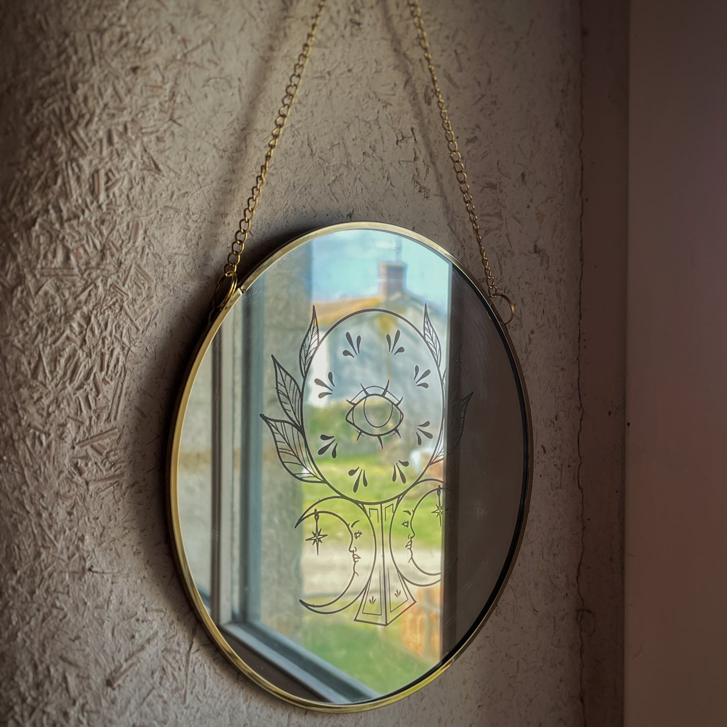Miroir gravé - Boule de cristal