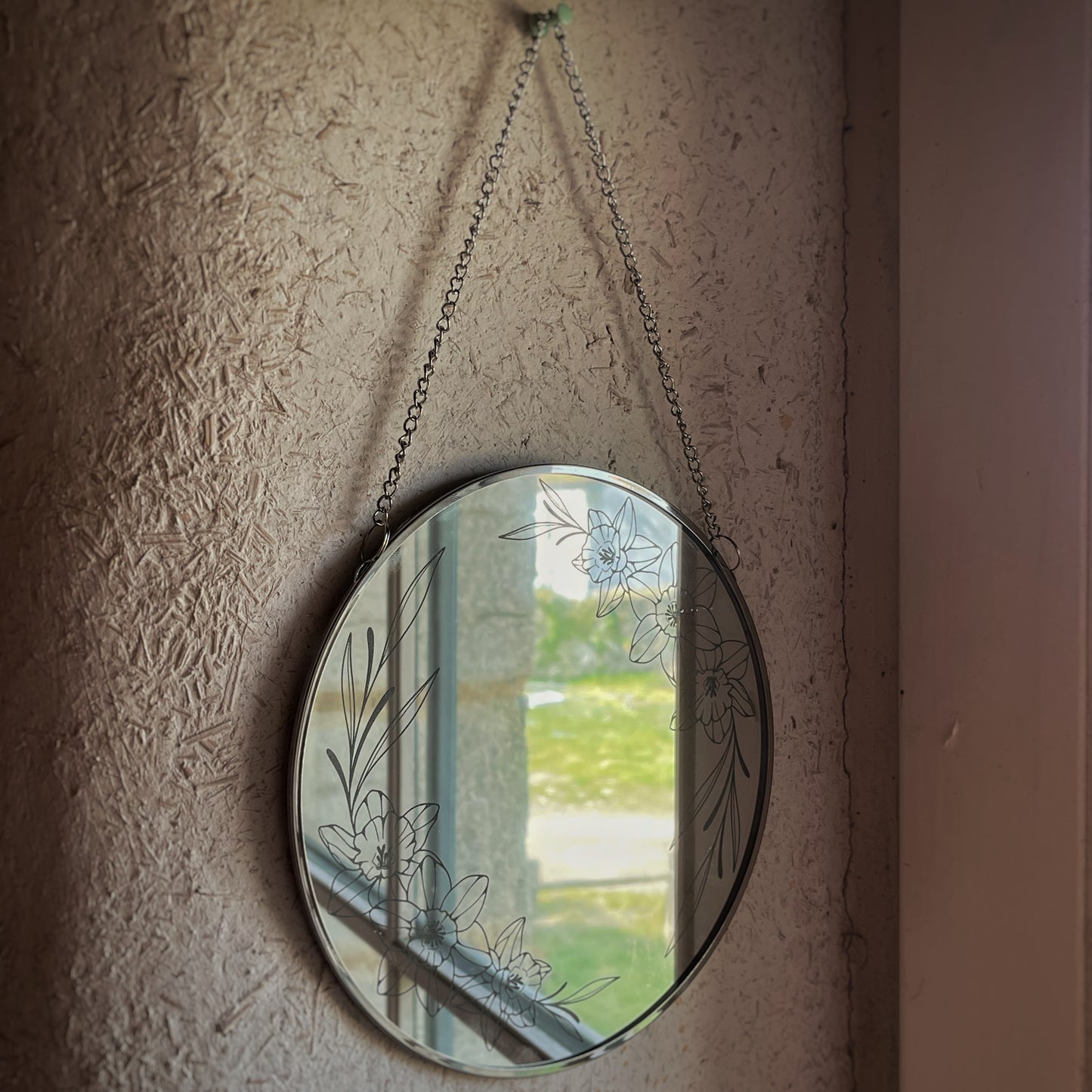 Miroir gravé - Jonquilles