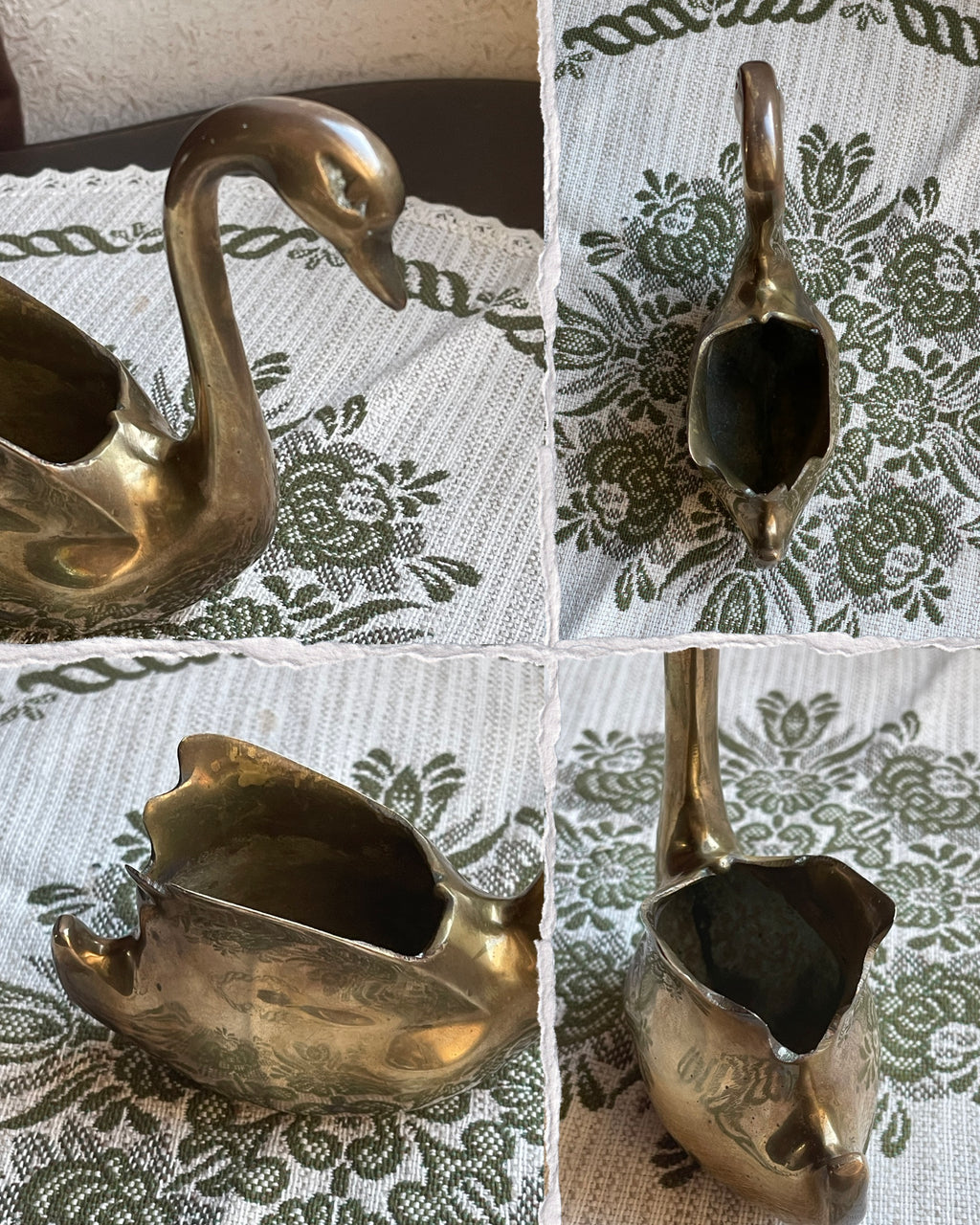 Ancien cygne vide-poche en laiton vintage