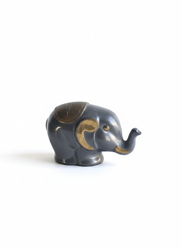 Ancien Éléphant Métal Style Brutaliste Vintage 60/70