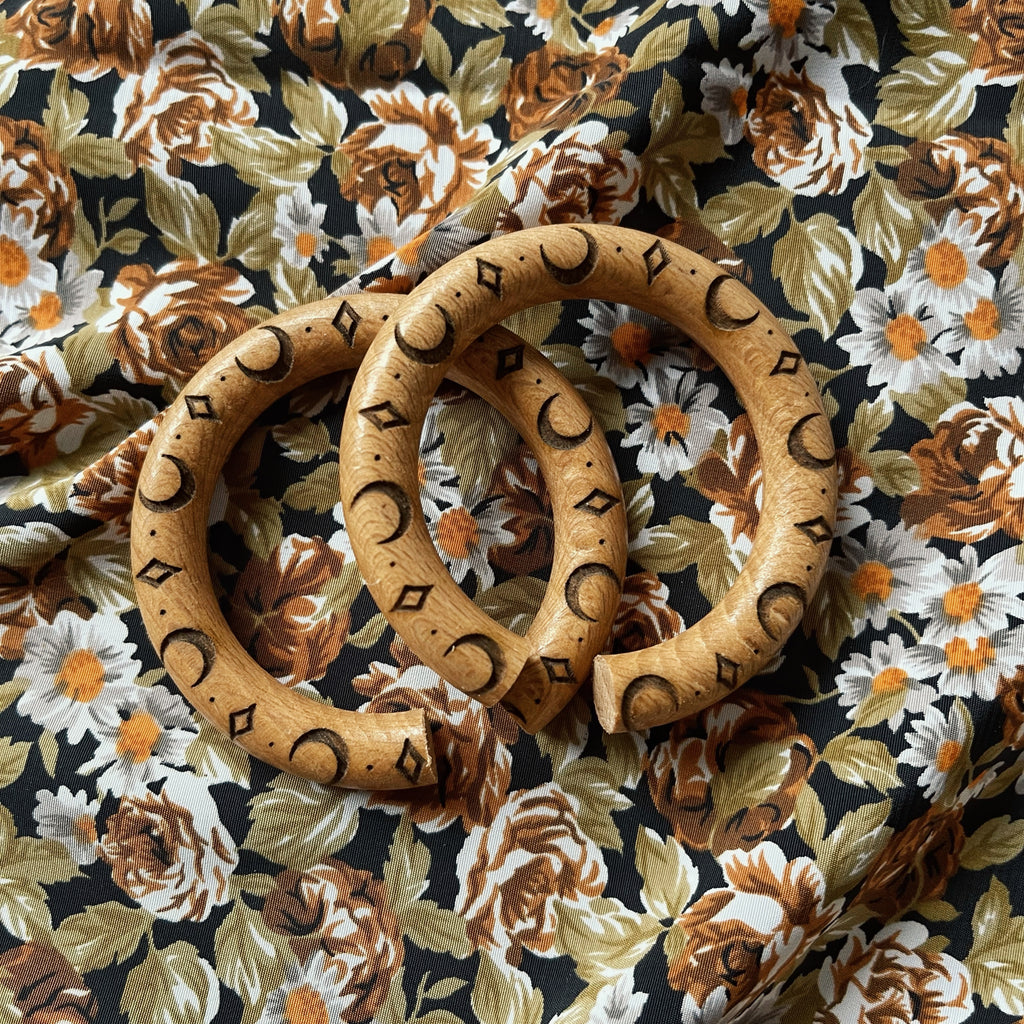 Poids d’oreilles en bois -  Lune 