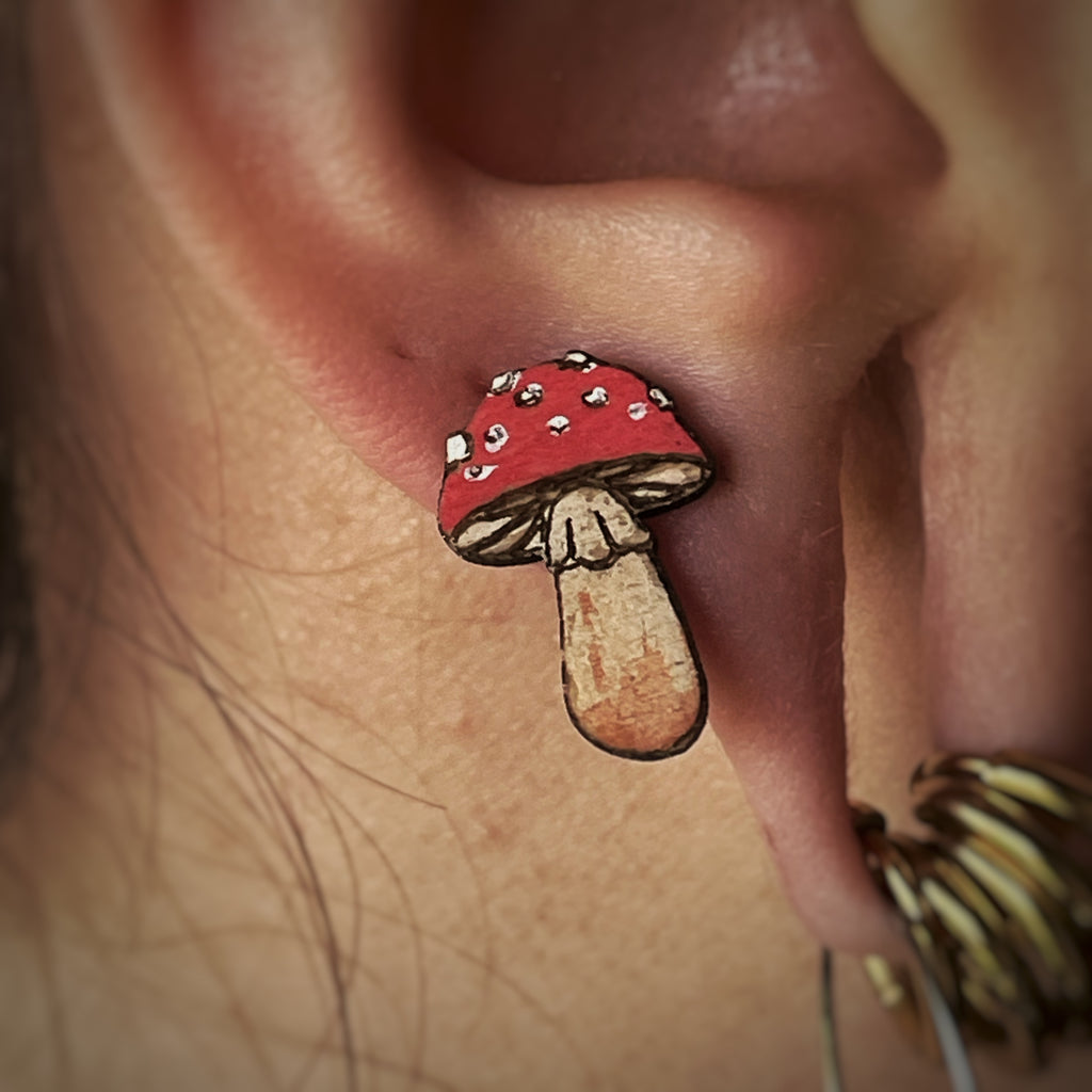 Boucles d’oreilles puces - Champignons