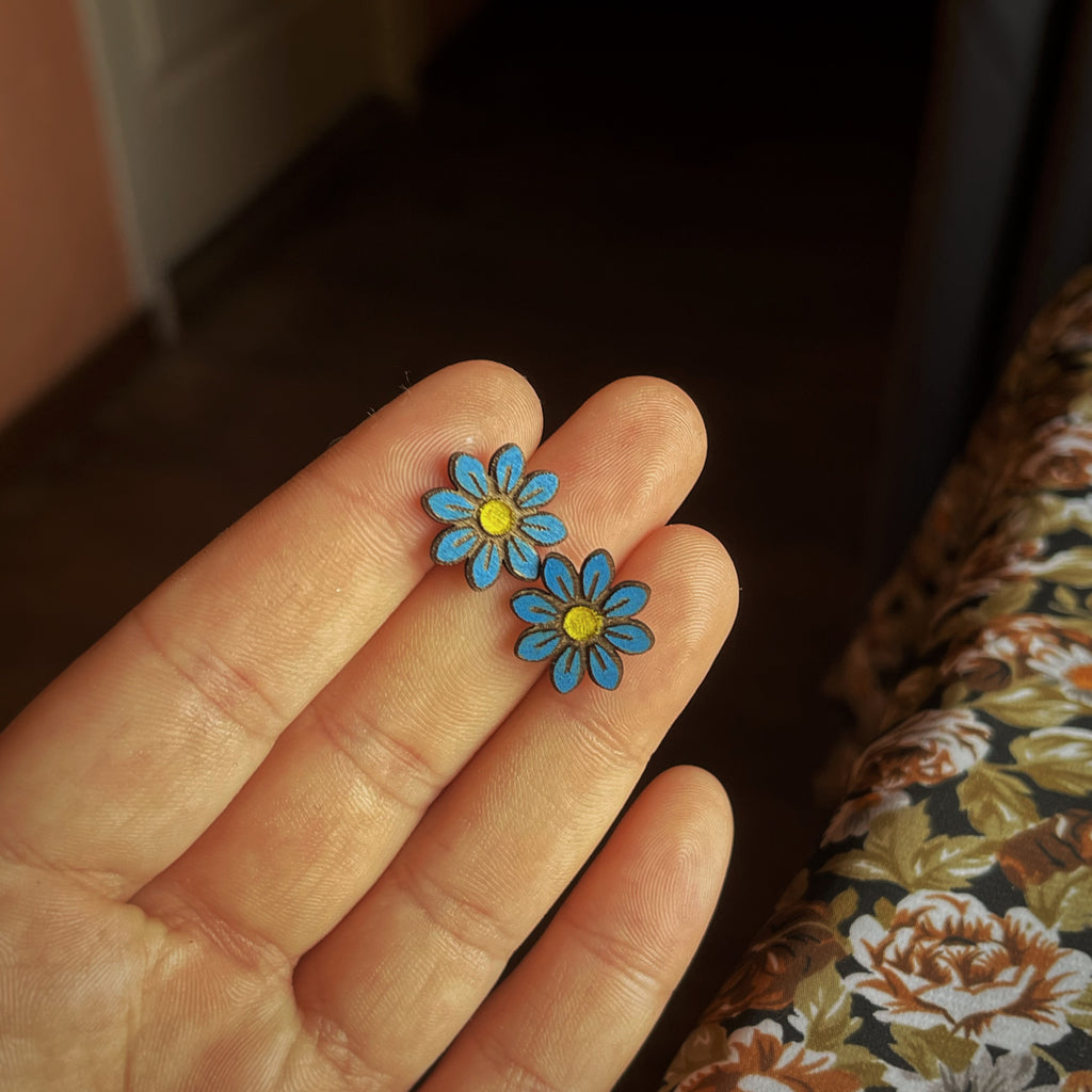 Boucles d’oreilles puces - Marguerites colorées 