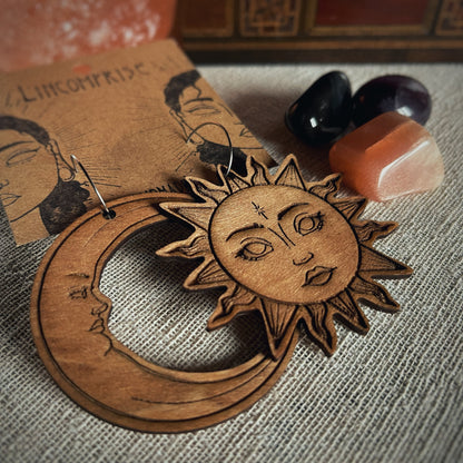 Boucles d’oreilles pendantes - Soleil & Lune 