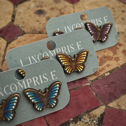 Boucles d’oreilles puces - Papillons bleus