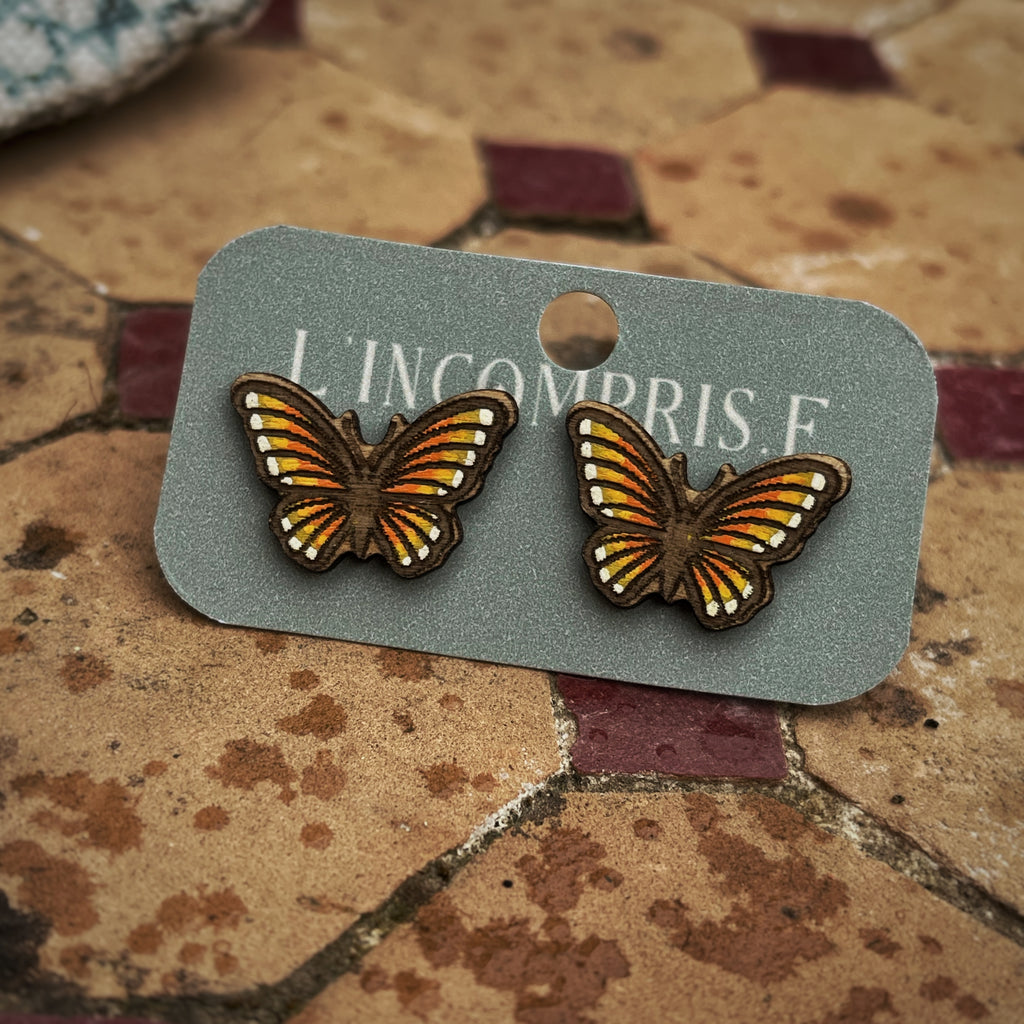 Boucles d’oreilles puces - Papillons bleus