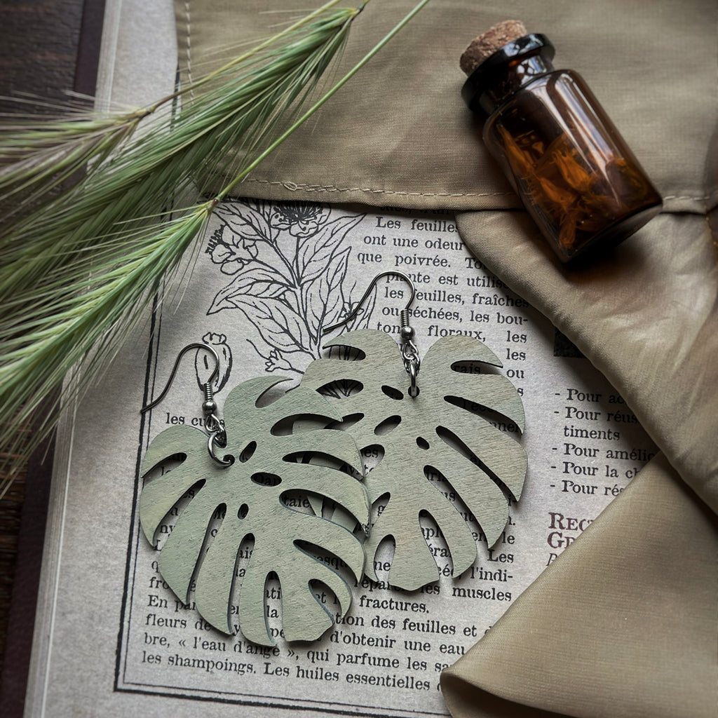 Boucles d’oreilles pendantes - Monstera deliciosa
