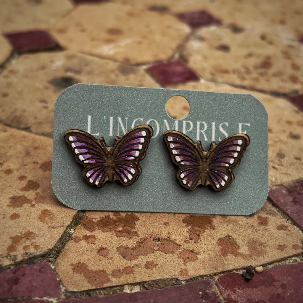 Boucles d’oreilles puces - Papillons bleus