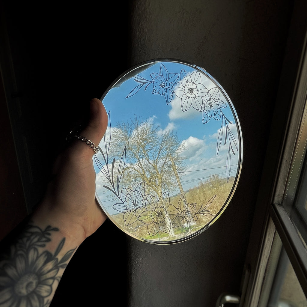 Miroir gravé - Jonquilles 