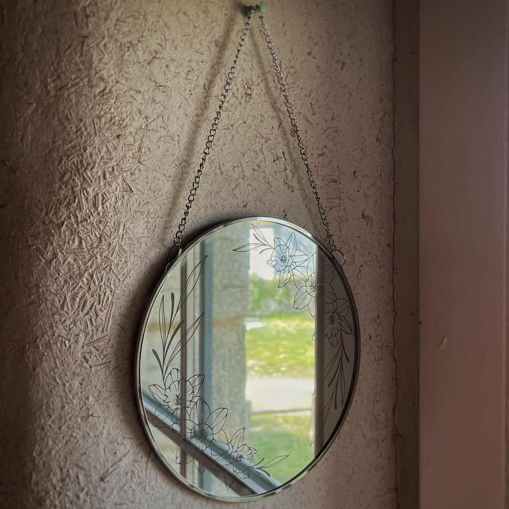 Miroir gravé - Jonquilles 